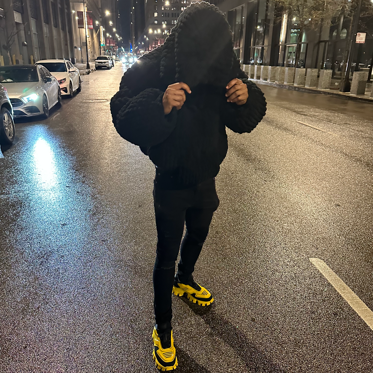 Hand knitted Black Men hoodies
